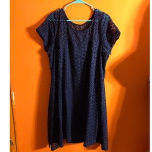 Torrid navy blue patterned lace dress.